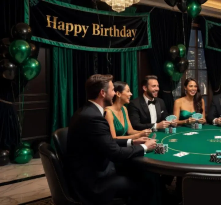 Tematikus születésnapi pókerparty elegáns dekorációval